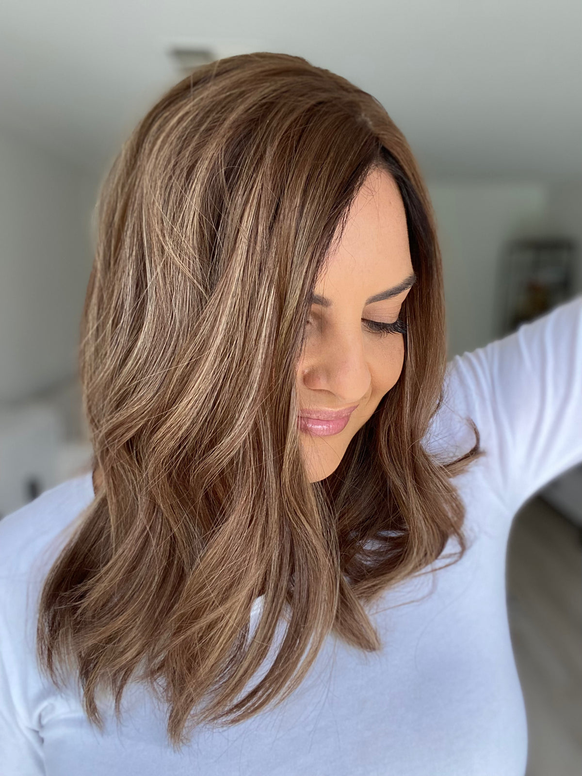 ANNA - Light brown w/ blonde highlights - Hair Topper (8x8 cap / 14-16")
