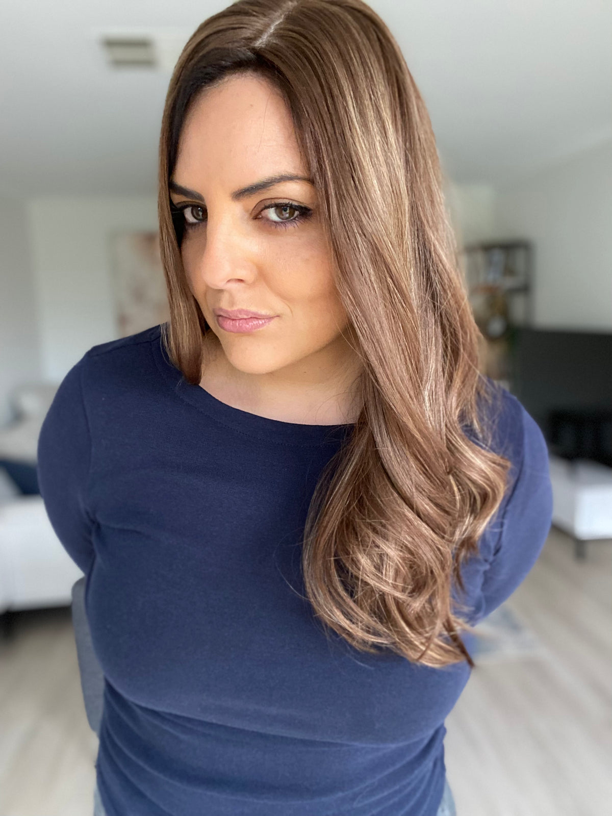 ANNA - Light brown w/ blonde highlights - Hair Topper (8x8 cap / 21-23")