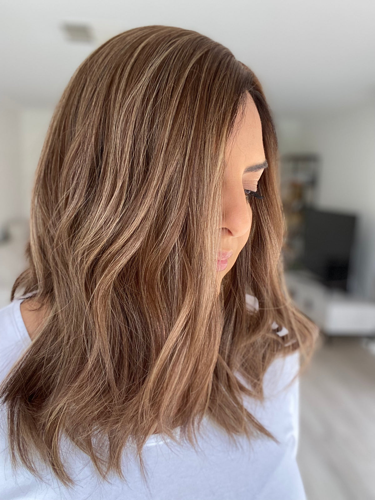 ANNA - Light brown w/ blonde highlights - Hair Topper (8x8 cap / 14-16")