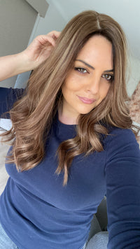 ANNA - Light brown w/ blonde highlights - Hair Topper (8x8 cap / 21-23")