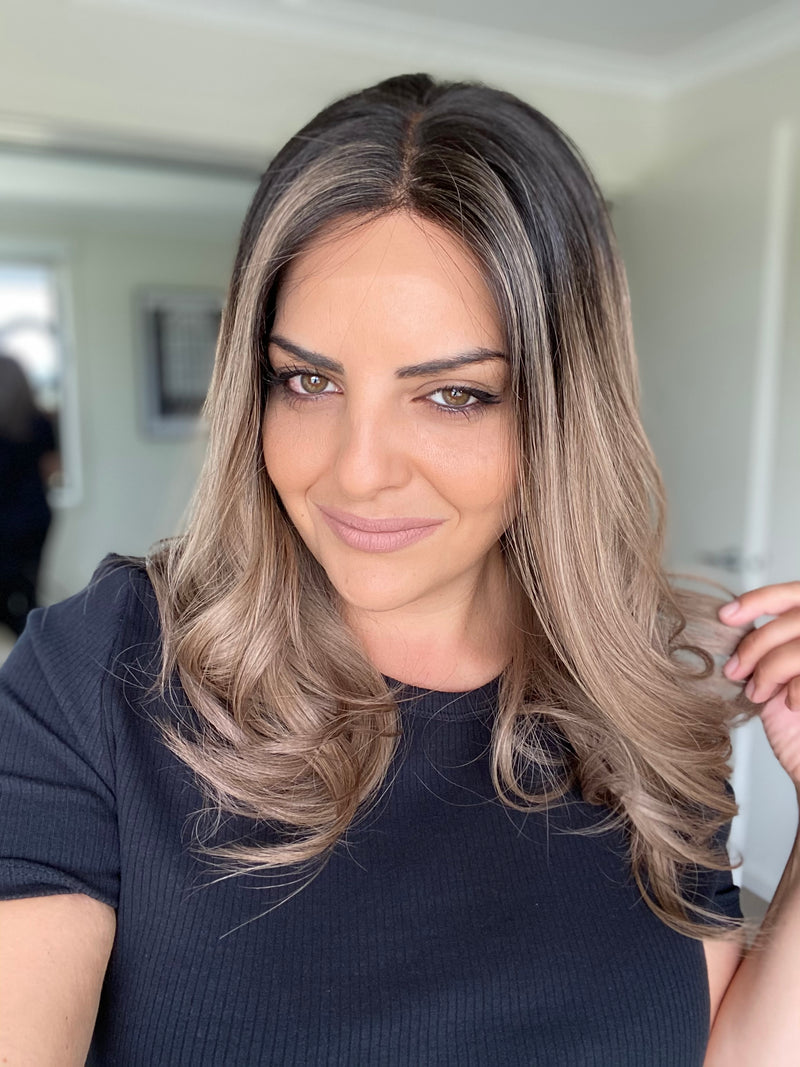 CIARA Wig - #3 Roots to Ash blonde Ombre (16-18" / Size S,M,L)