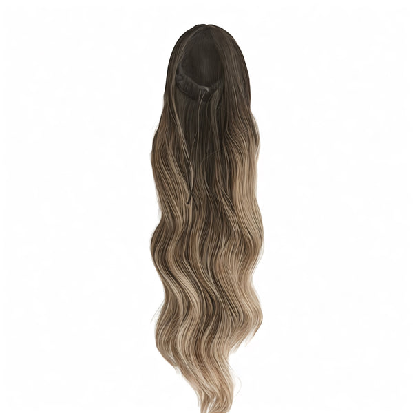 Premium Synthetic DRAWSTRING Ponytail Extension -Blushed Bronde  Glam Wave