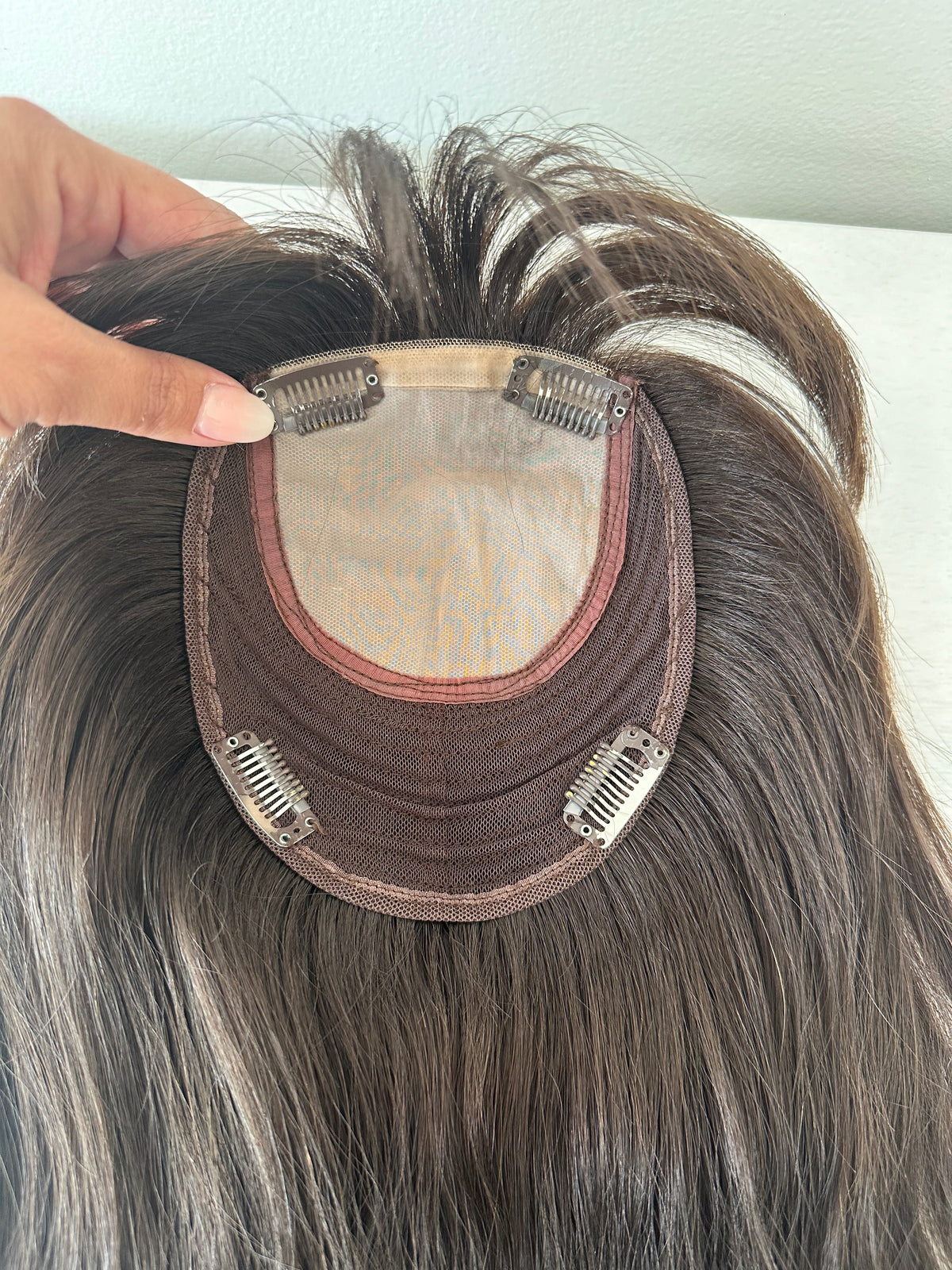 Pre loved - Mila - Medium Brown - Hair Topper (5x7 cap) 12" length with bangs
