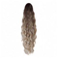 Premium Synthetic Claw Clip Ponytail Extension -Ombre Blushed Bronde - Water Wave