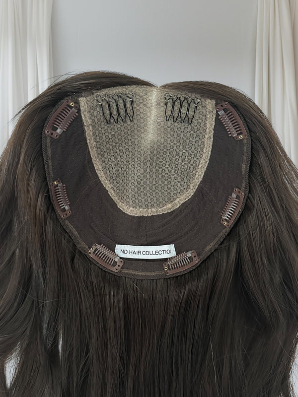 Ally  -Dark Brown - Lace Top Hair Topper (8x8 cap / 16")
