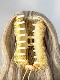 Premium Synthetic Claw Clip Ponytail Extension -Champagne Blonde - Water Wave