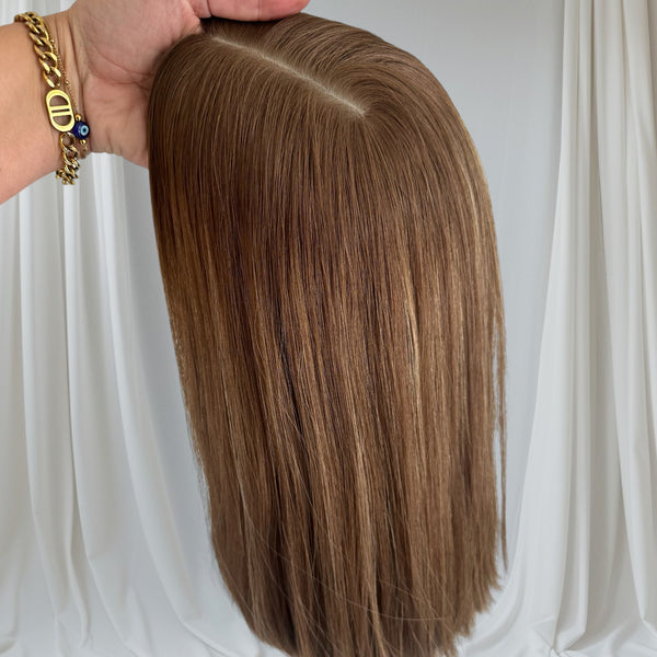 ANNA - Light brown w/ blonde highlights - Hair Topper (8x8 cap / 14-16")