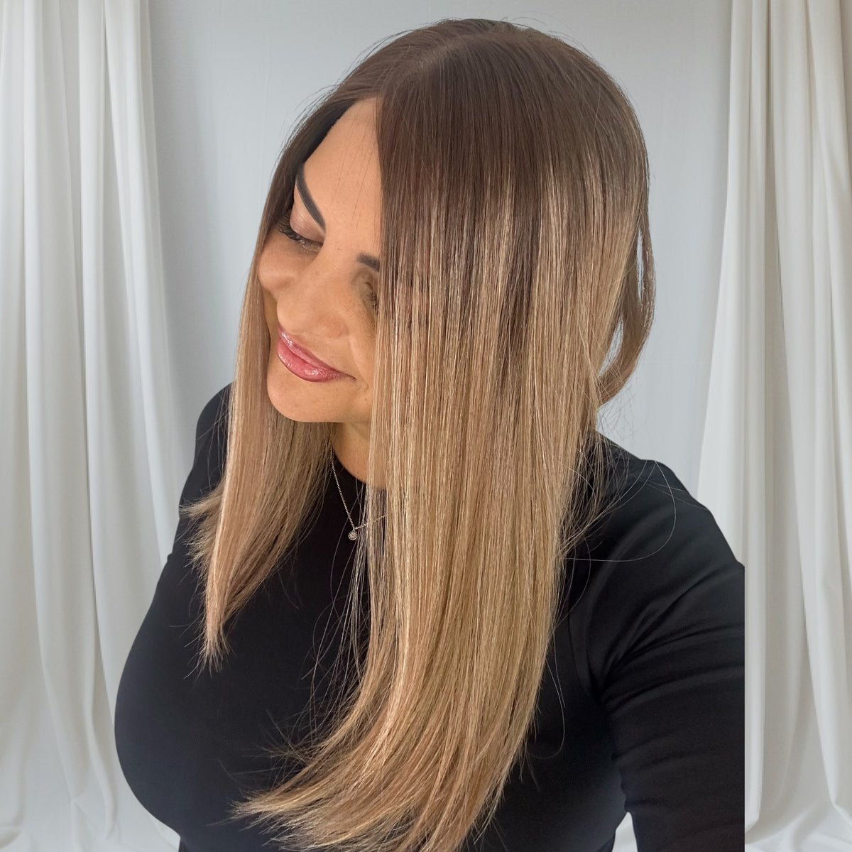 NEW- Becky Wig - Brown with highlights (15- 16" Length