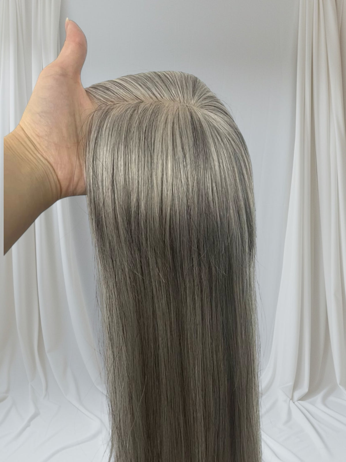 Salt & Pepper - Lace Top Hair Topper (8x8 cap / 16" & 18")