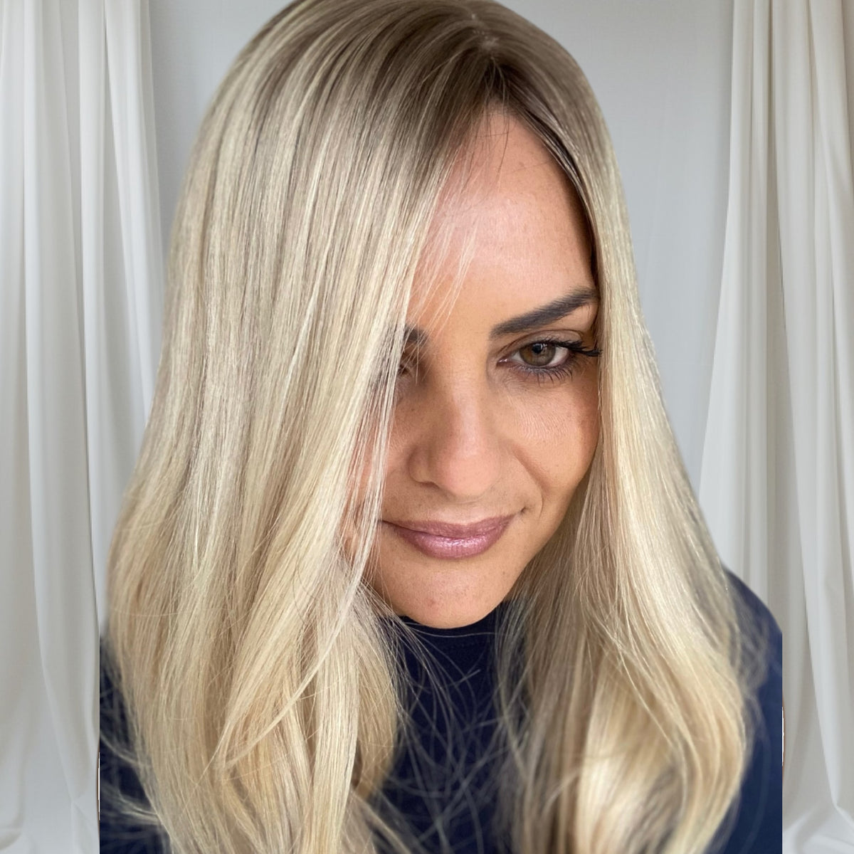 PARIS - Cool Blonde w/ deeper roots - Hair Topper (8x8 cap / 17-18")