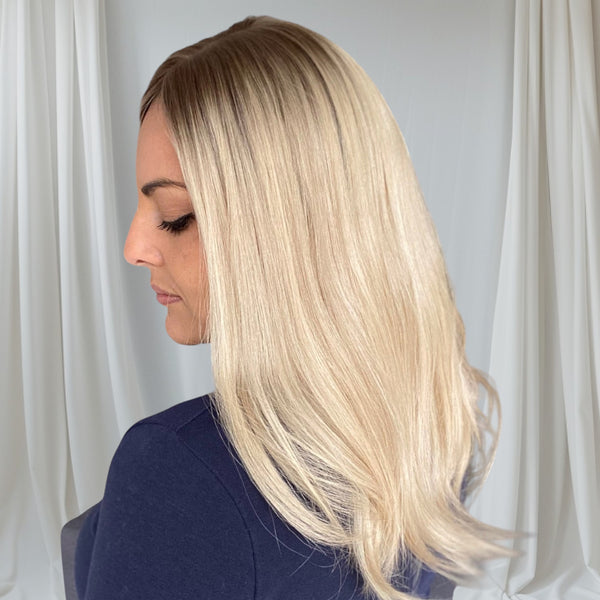 PARIS - Cool Blonde w/ deeper roots - Hair Topper (8x8 cap / 17-18")