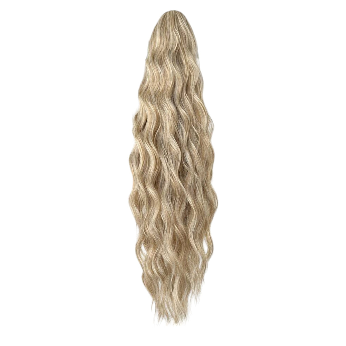 Premium Synthetic Claw Clip Ponytail Extension -Champagne Blonde - Water Wave