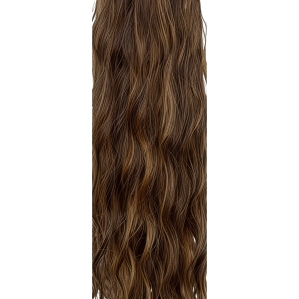 Premium Synthetic Claw Clip Ponytail Extension - Brown/Caramel Highlights - Water Wave