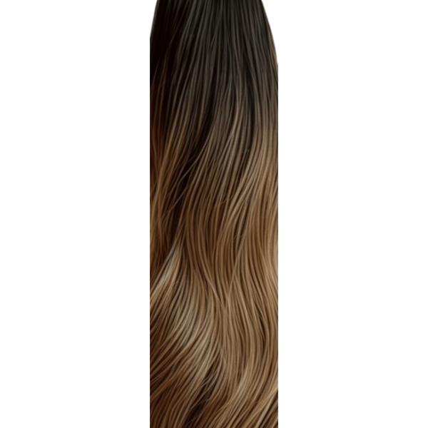 Premium Synthetic Claw Clip Ponytail Extension -Dark Brown Warm Ombre - Glam Wave