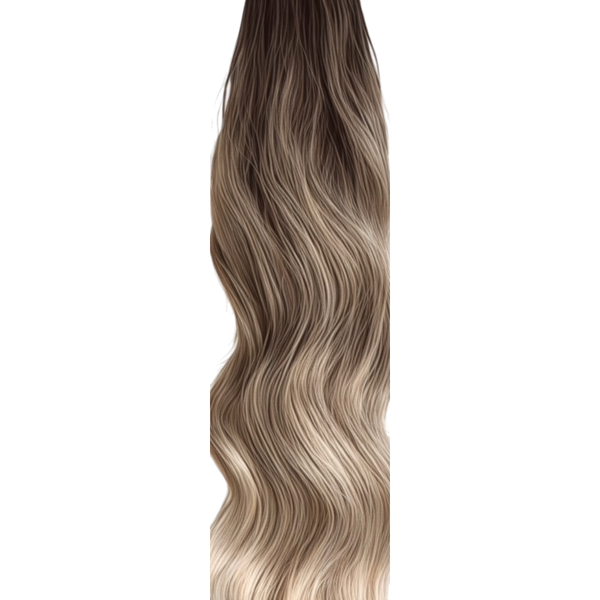 Premium Synthetic Claw Clip Ponytail Extension -Ash Blonde Ombre- Glam Wave
