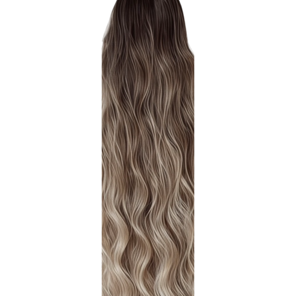 Premium Synthetic Claw Clip Ponytail Extension -Ombre Blushed Bronde - Water Wave